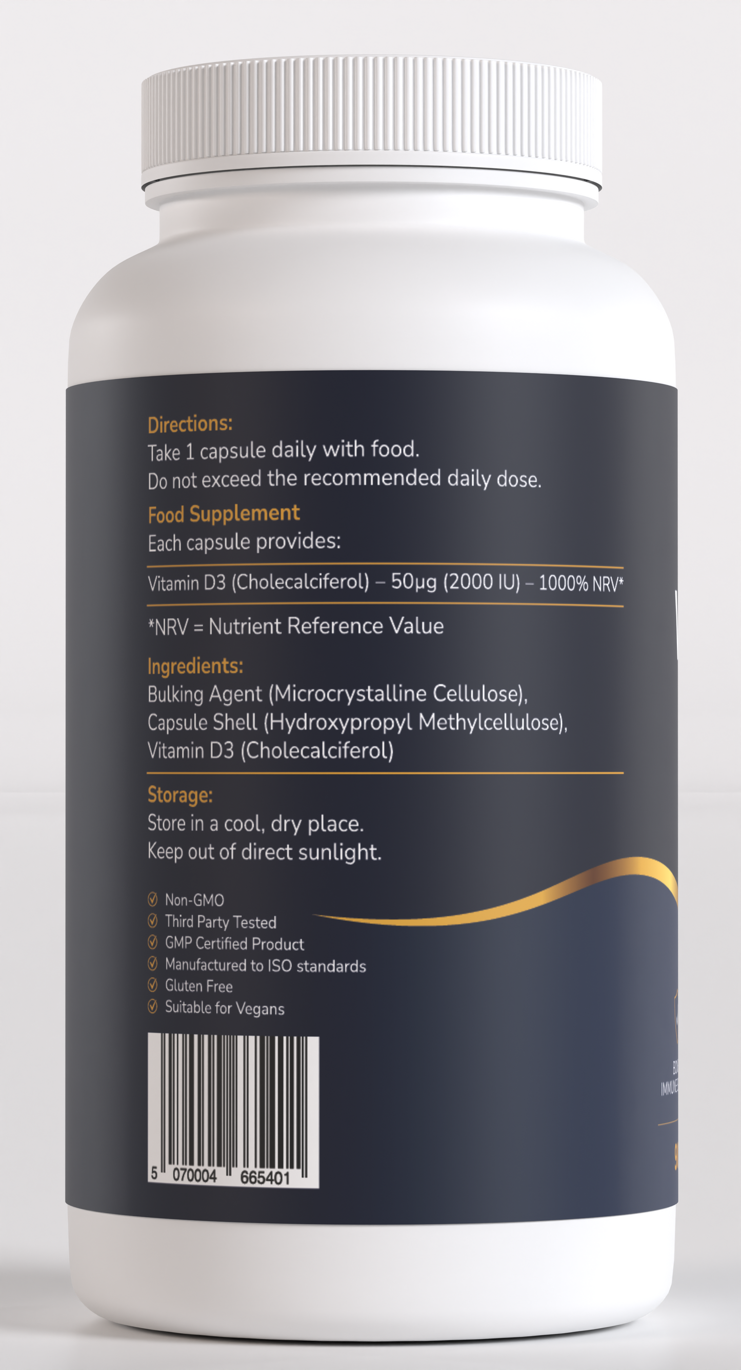 Vitaccine® Vitamin D3  2000 IU (50µg) - 90 Vegan Capsules